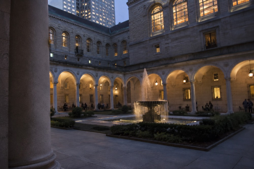 The arcaded courtyard of the Boston Public Library's McKim Building with its central fountain
