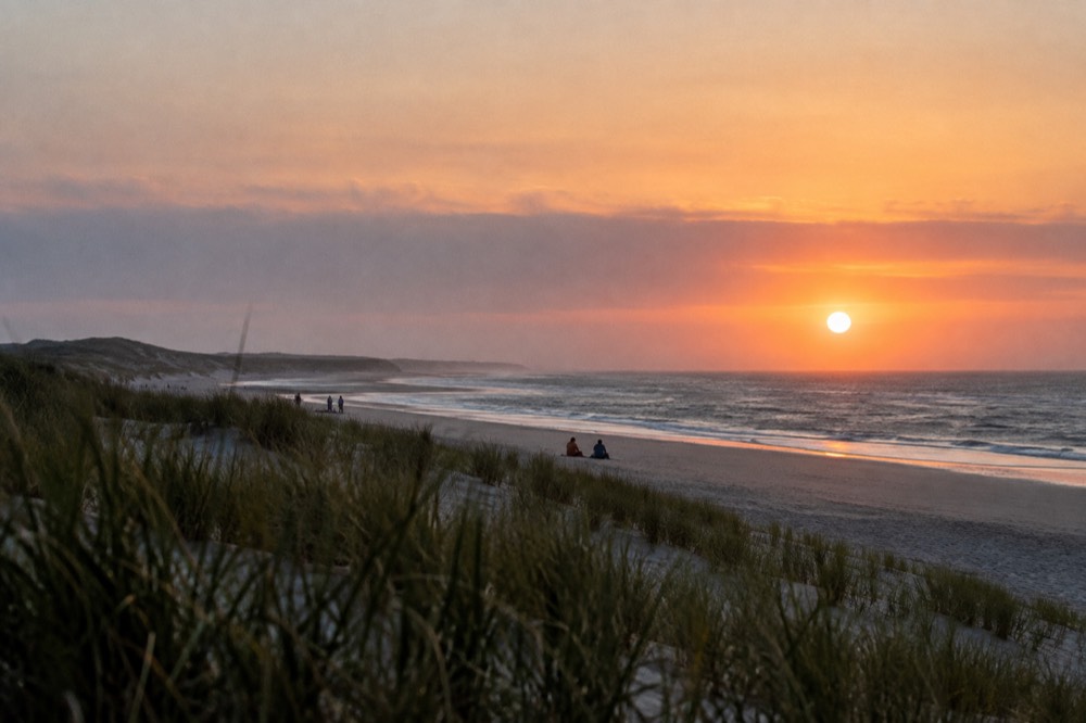 Sunset over the dunes and beach at the Cape Cod National Seashore near Provincetown