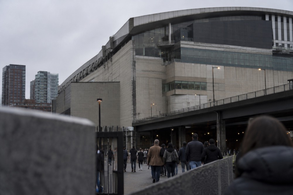 The exterior of TD Garden with fans gathering near the entrance
